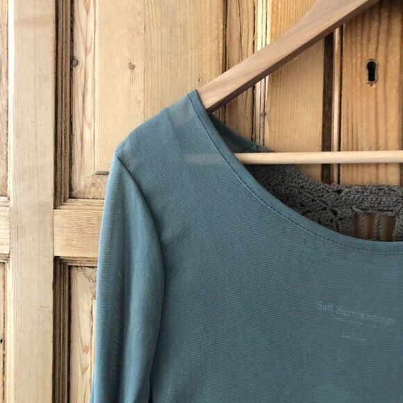 Soft Surroundings Womens Large Double Layer Crochet Back Detail Blouse Top - Picture 2 of 11